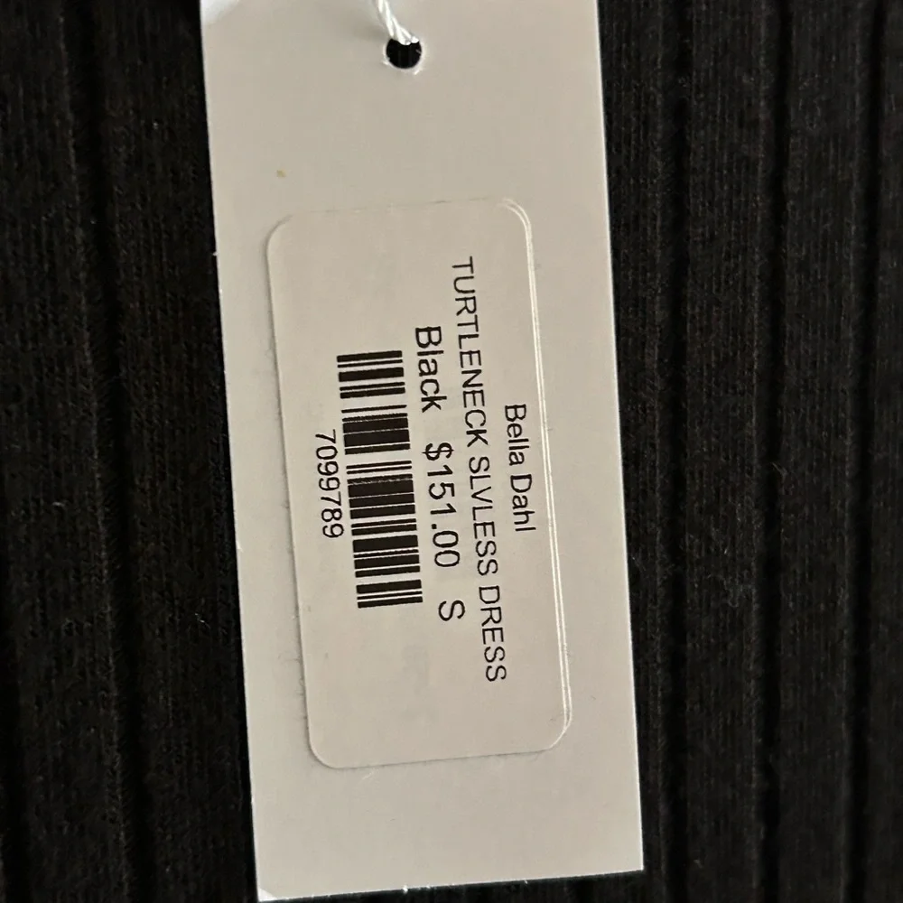 BELLA DAHL Women’s Black Ribbed Sleeveless Midi Dress Size‎ Small NWT